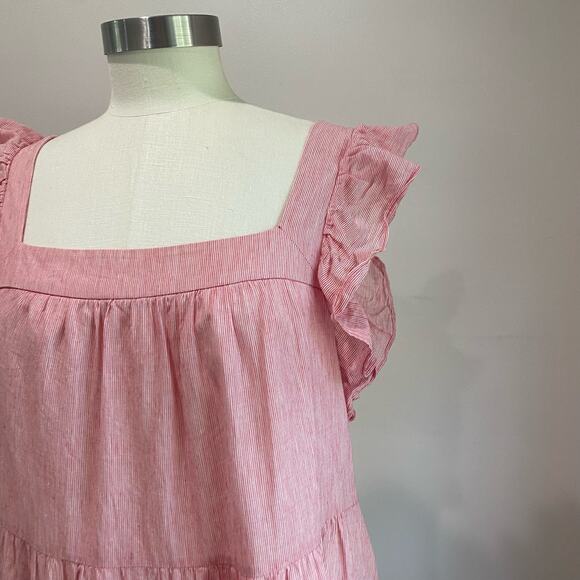 Marie Oliver Sailor Red & White Striped Cotton Linen Blend Dress Size M - Picture 10 of 10